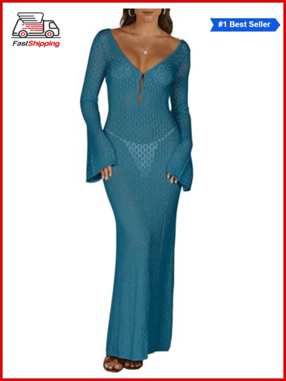 โจ ANRABESS Crochet Coverup Bathing Suit Beach Maxi Dress Swimwear